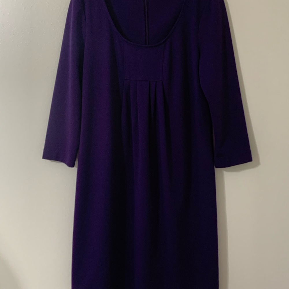 Calvin Klein Women's Printed Velvet Puff Sleeve Dress Purple Floral Size 16